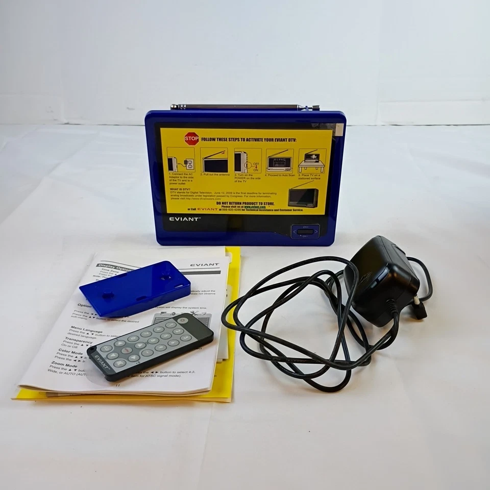 Eviant T7 7" LCD Portable Digital LCD TV with AC Adaptor Remote External Antenna - Image 4 of 4