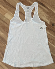 NWT Barre3 Women's White Muscle Graphic Tank Top Supima Cotton Usa Made Large