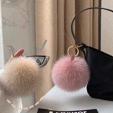 Soft Real Fox Fur Ball Pompom Keychain Keyring Bag Car Phone Pendent