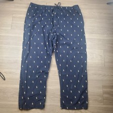 Polo Ralph Lauren Pajama Pants Mens 2X All Over Print Pony Logo Signanute Navy