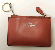 COACH New York Wallet Skinny Crossgrain Leather Pink ID Card Case Key Holder