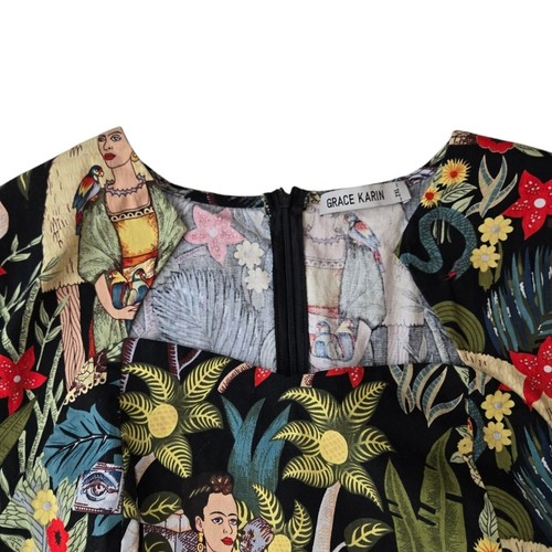 Grace Karin Frida Kahlo Colorful Stretchy Dress - Picture 6 of 14