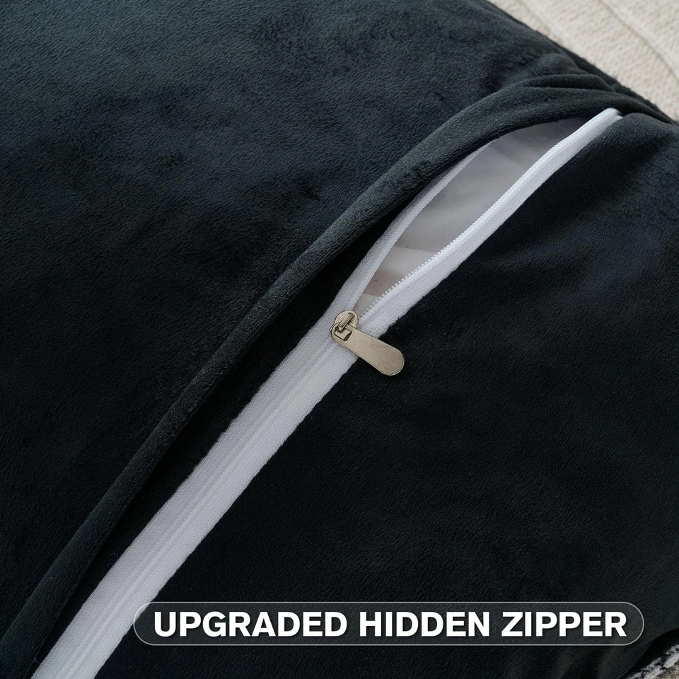 Black Decorative Throw Pillow Covers 18x18 Inch Set of 2,Soft Houndstooth Tex... - Image 3 of 4