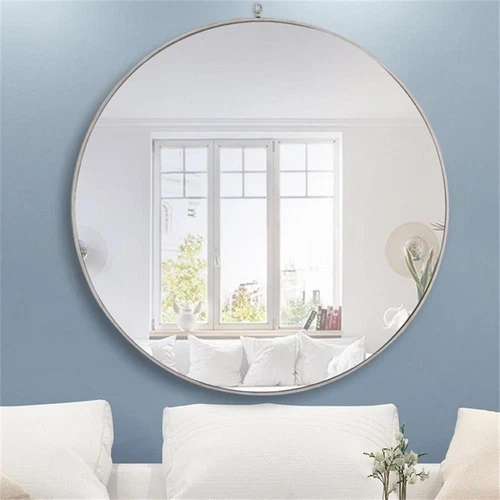 Elegant Decor Rowan 48" Rectangle Metal Frame Hooked Mirror in Silver - Picture 2 of 11