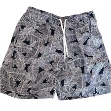 Trunks Surf Swim Mens Size S Sano Shorts Navy Palms Print Retro Summer Style