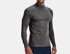 Under Armour ColdGear Fitted Mock Neck Shirt Men's Small Gray Long Slv 1366066