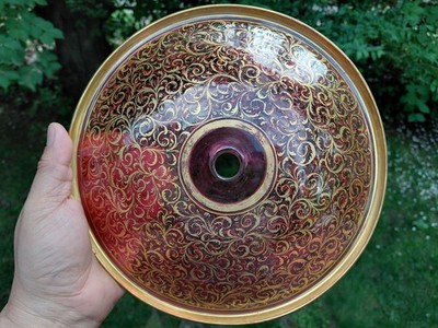 19th Century Antique Italian Glass Bowl, Fine style - Gold Detailing