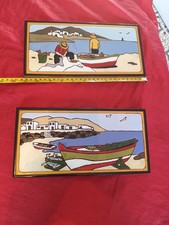  Benaya style decorative Hand Made Painted Tiles From Lanzarote Spain X2
