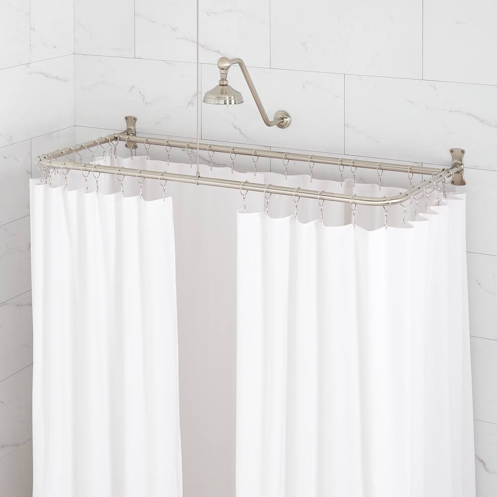 Signature Hardware SH555014BN 60'' X 27'' D-Shaped Solid Brass Shower Ring and