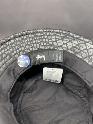Stussy Men's Black Crocodile Effect Faux Leather Small/Medium