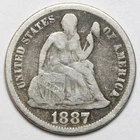 1887 10c Seated Liberty Silver Dime - RAW - Nice Original Coin / Nice Detail