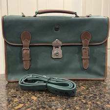 Borsa vintage Kipling in pelle pieno fiore valigetta documenti verde muschio/marrone RARA!