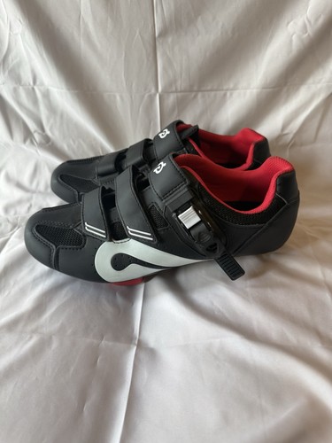 Peloton Road Clip-In Cycling Shoes w/ Cleats Hook & Loop EU 42 Black/Red - Picture 3 of 5