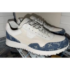 Louis Vuitton LV Trainer Sneaker Denim Beige Pelle Uomo Taglia 10 (UK 9) LD0290