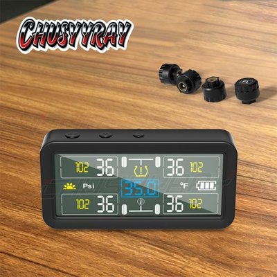 #ad RV Tire Pressure Monitoring System Real Time Solar Trailer TPMS 4Sensors $34.99