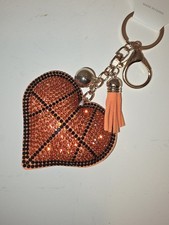 Heart Rhinestone Bag Charm / Key Chain Tassel Detachable Lobster Clasp Gold Tone
