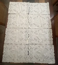 Appenzell Embroidered Lace Linen Placemat Set of 8 Swiss Whitework Placemats