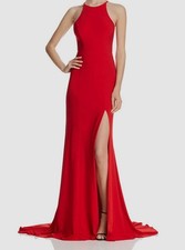 Faviana Womens Red Stretch Halter High-Neck Cutout Jersey Prom Gown Dress 2