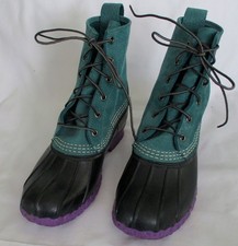 Rare LL Bean Women's 7M Duck Boots Limited Edition Teal Purple Black-Worn Once