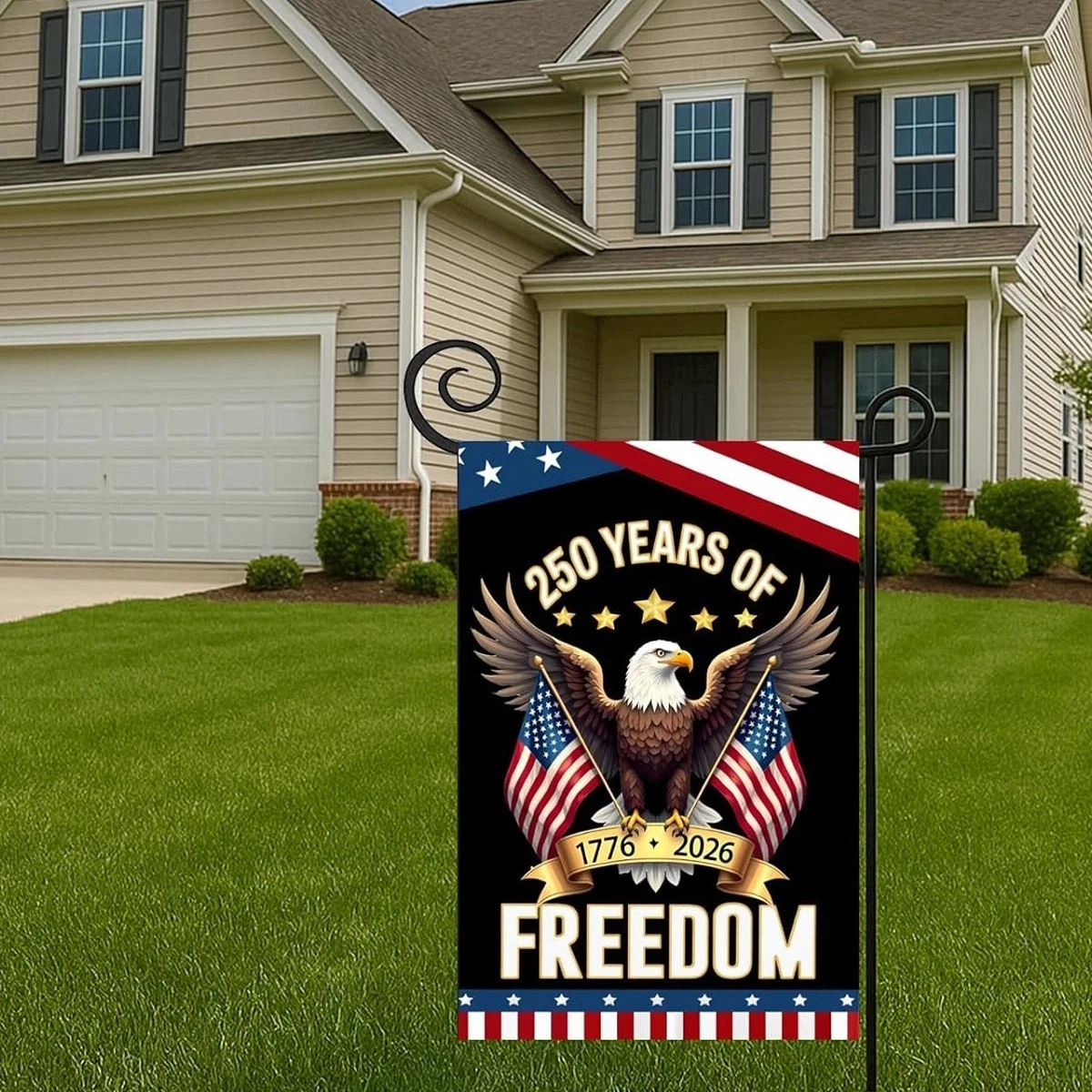 250th Anniversary USA Patriotic Banner Eagle 1776-2026 Outdoor Garden Flag