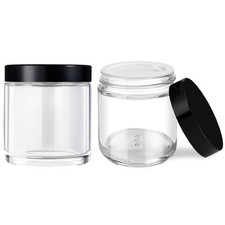 4 oz Small Glass Jars with Lids, Clear Glass Jars with Black Lids Inner Lin...