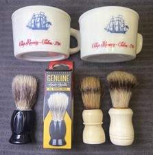 Lot Vtg 2 Old Spice Shaving Mugs Shulton Ship Recovery 3 Bristle Brushes Boar