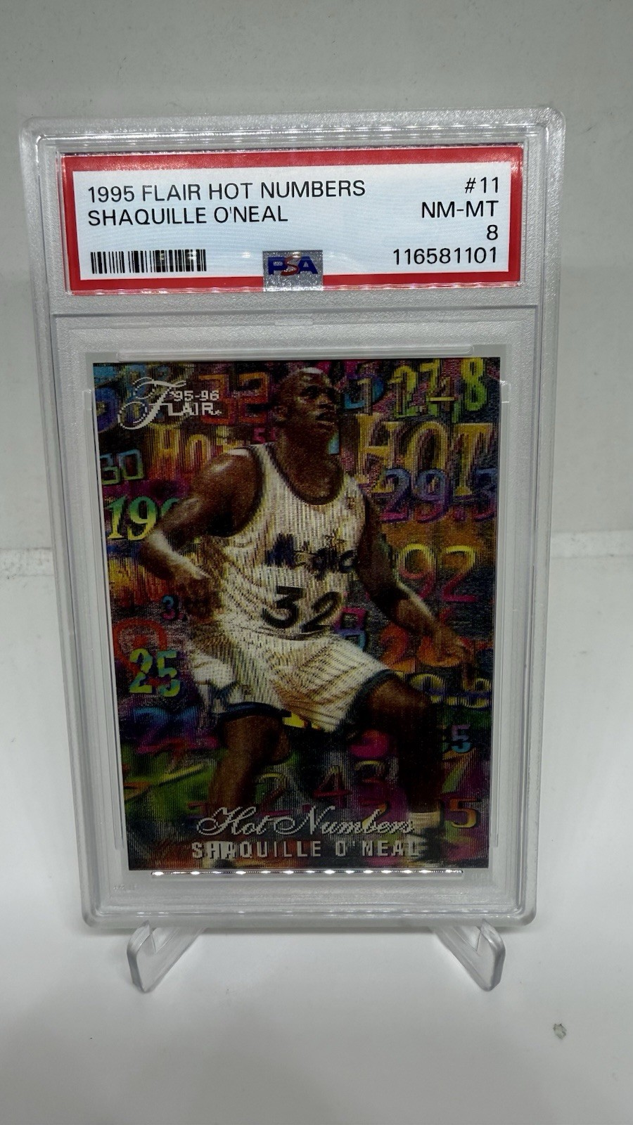 1995 Flair Hot Numbers 11 Of 15 Shaquille O'Neal PSA 8 FCKC15