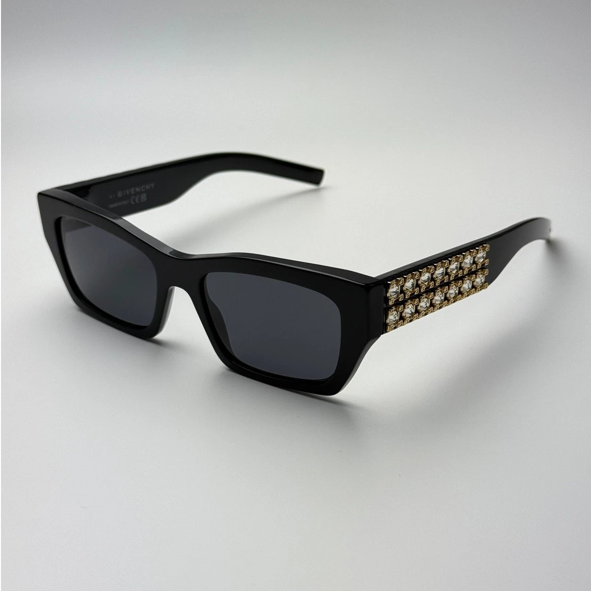 Givenchy GV 7022/F/S Black Cat Eye Sunglasses Gold Accent Made in Italy QOLY1 Givenchy Cat Eye Plastic Frame Sunglasses for Women for sale  main image 2