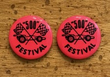 (2) VINTAGE &ldquo;500&rdquo; Festival Pinback Souvenir Buttons Indianapolis 500 IndyCar
