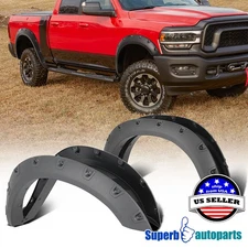 Fits 2019-2020 Dodge Ram 2500 3500 Textured Black Rivet Bolt On Fender Flares