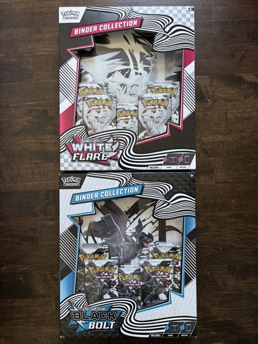 POKEMON BLACK BOLT WHITE FLARE BINDER SET OF TWO (2) BRAND NEW FACTORY SEALED US