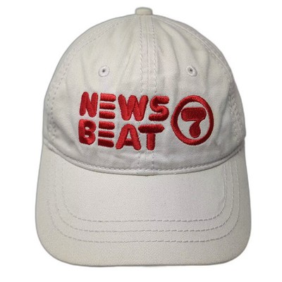 District News Beat 7 Embroidered Baseball Cap Beige Red OS Adjustable Hat