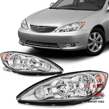 Headlights For Toyota Camry 2005-2006 Headlamps Chrome Housing Amber