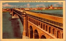 Vintage Eads Bridge St. Louis Missouri Linen Postcard D-4