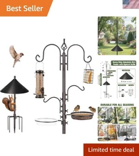 Multi-Feeder 91-Inch Bird Station Kit - Squirrel Proof with Easy Clean Design