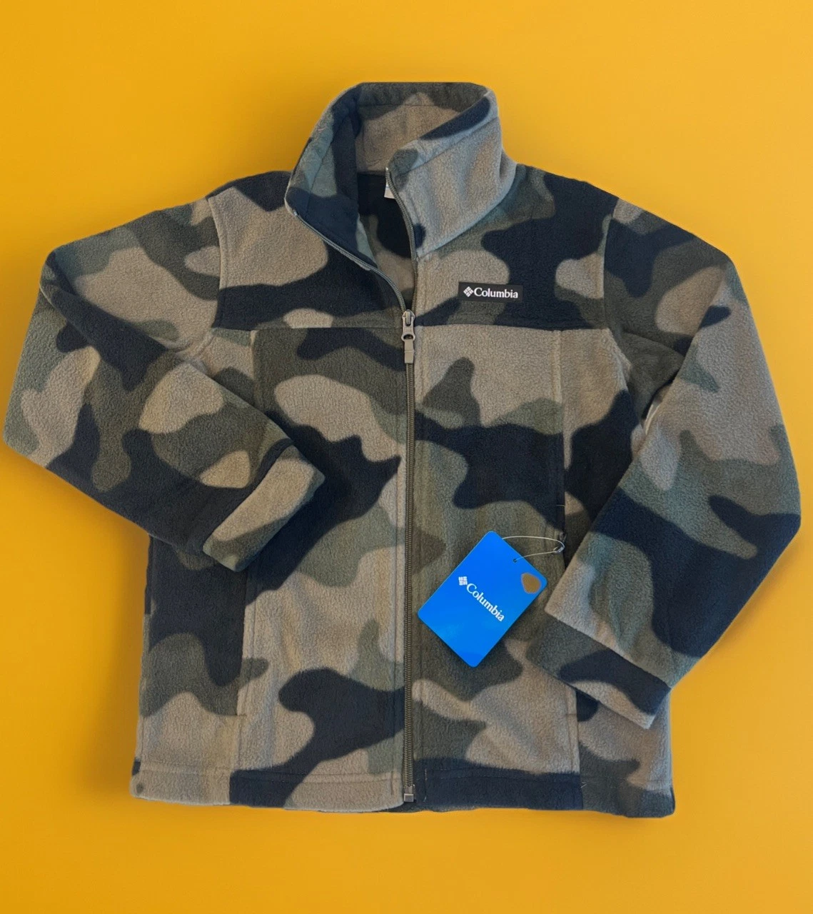 Columbia Boy’s Fleece Jacket Zing III Green Camo Zip Front Size Large (14/16)