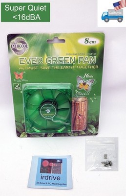 NEW 16dBA Super Quiet Evercool EverGreen 80mmx25mm 3pin PC Case Cooler Fan EGF-8