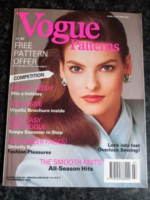 Vogue Patterns - Autumn 1987  - Scarce LINDA EVANGELISTA long hair cover -