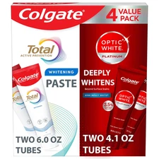 Colgate Total + Optic White Whitening Toothpaste, 20.2 oz., 4 pk.
