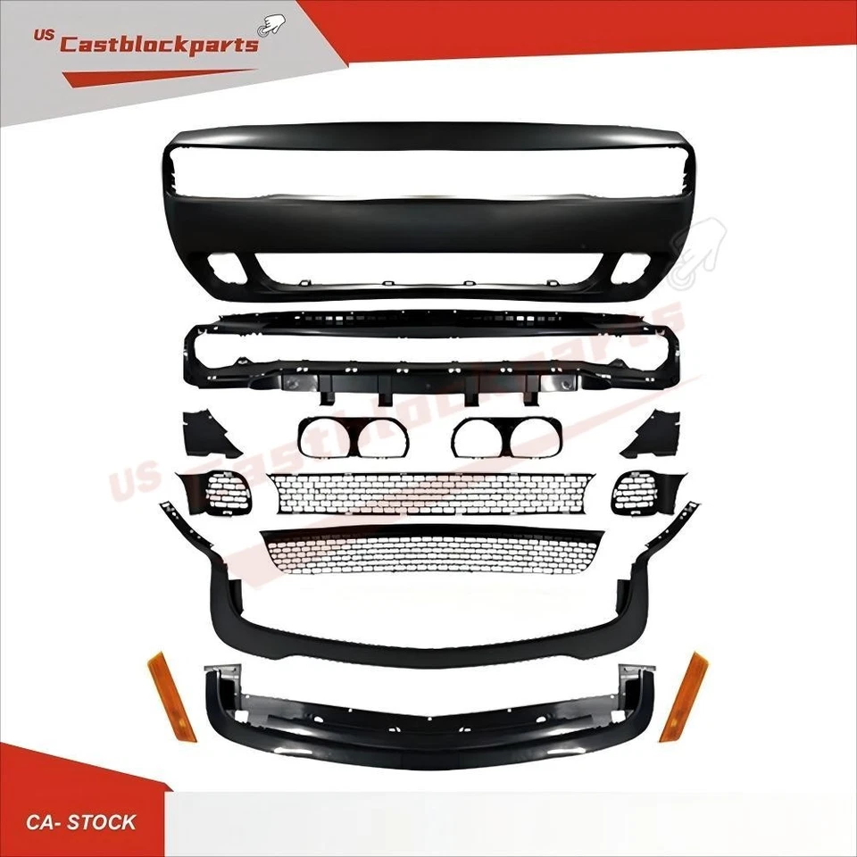 Kit de carrocería de parachoques delantero parrilla para Dodge Challenger Hellcat Style SRT 2008-2014 Foto 2 de 4