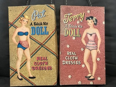VTG  Paper Dolls Terry & Pat Fabric Kit Doll USA Whitman Some Clothing Missing