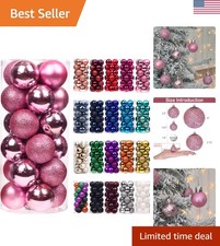 Charming 24 Pcs Pink Christmas Balls - 1.2 Inch Shatterproof Ornaments for Decor
