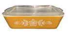 Vintage Pyrex Gold Butterfly Refrigerator Dish 0503 Ridged Glass Lid 1  1/2qt