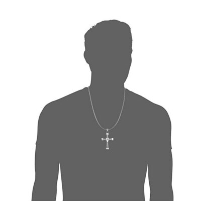 Collier Pendentif Croix Vin Diesel Fast & Furious - Argenté - 52 Cm - 2 Pièces