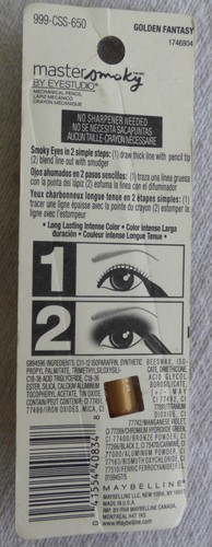 Maybelline Master Smoky Eyestudio 650 Golden Fantasy 1 pencil w Smudger New Pack - Picture 3 of 3
