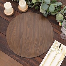6 Round 13 in Disposable Paper PLACEMATS Walnut Wood Design Party Decorations
