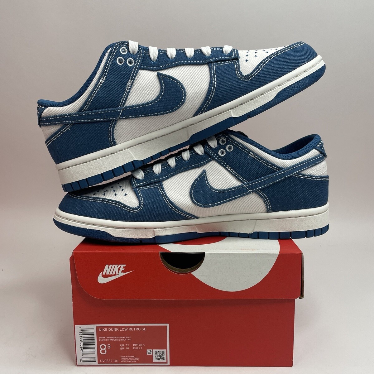 Nike Dunk Low Retro SE “Industrial Blue” Sashiko Denim DV0834-101