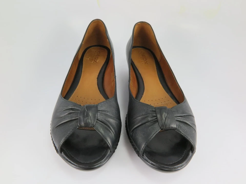 Zapatos de salón GEOX Respira Peep-Toe para mujer talla 8,5 M-9 M (EU 39) cuero negro tacones de 1,5" Foto 3 de 4