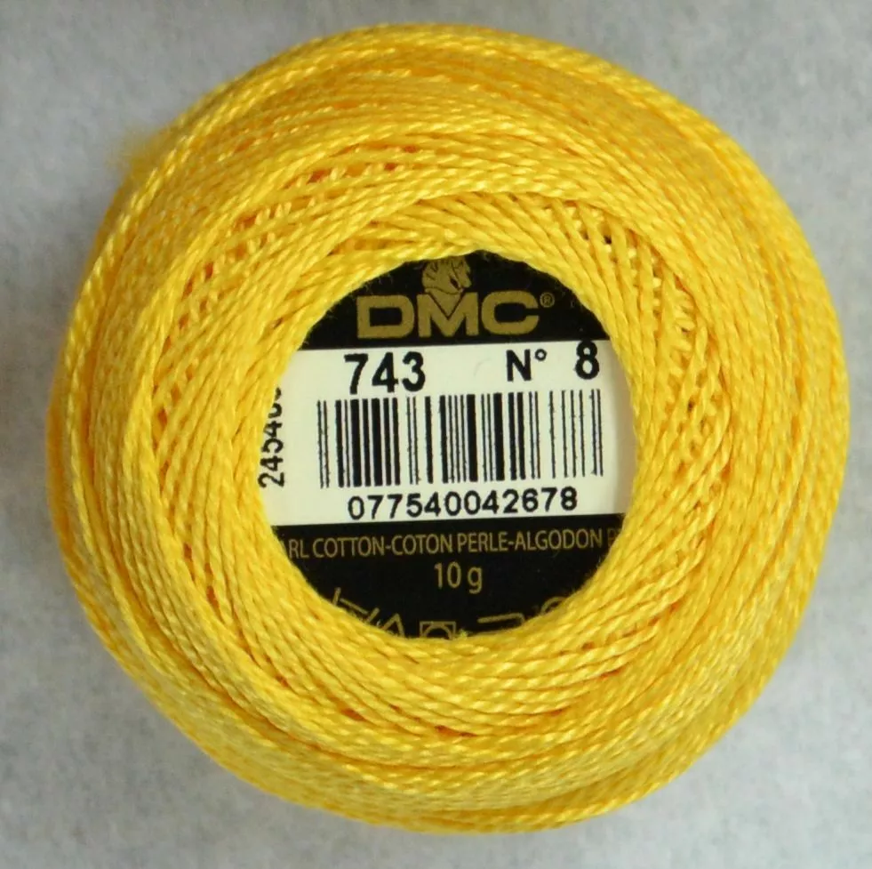 DMC 3 Pearl Cotton 743Medium Yellow