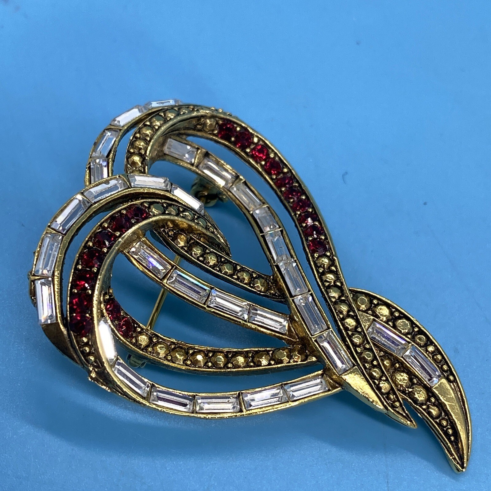 Weiss Signed/Round Ruby Red & Clear Baguette Ston… - image 19